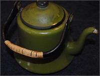 6" Tall Vintage Enamel Tea Pot Marked Japan