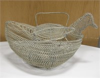 Chicken Shaped Wire Egg Basket w/ Top - 12" Long