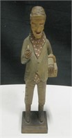 Hand Carved Wood Man Figurine 12" Tall