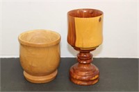 WOOD GOBLET AND BOWL