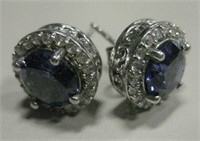 Sterling Silver Deep Blue Stone Designer Earrings