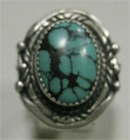 Native American S/S Hand Made Turquoise Ring