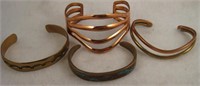 Lot of 4 Native American Brass/Copper Bracelets