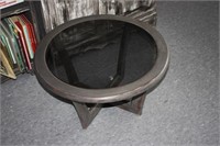Wooden/Glass Side Table 25D X 14H