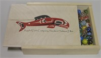 Salmon Fillet Box of Vintage 1970s Marbles