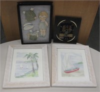 2 Framed Prints, Campbell Soup Paper Doll, etc...