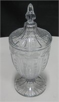 Depression Glass Lidded Dish 11" Tall