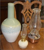 Oil Lamp w/ Copper Base, Oil Lamp w/ Ceramic Base,