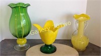 Selection of art glass vases – tallest is