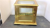 Small gilded display cabinet with glass shelf