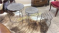 Set of three nesting metal tables/plant stands