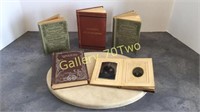 Selection of antique books from the 1800s with