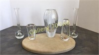 Selection of Orrefors Sweden crystal vases with