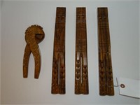 3 - Wooden Flutes & 1 - Nutcracker
