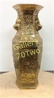 Large Oriental highly ornate brass vase