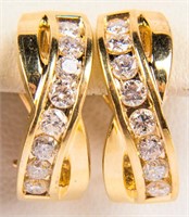 Jewelry 14kt Yellow Gold Diamond Pierced Earrings