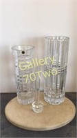 Pair of hand cut crystal vases with