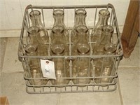 Crate of 12 Glass Milk Bottles