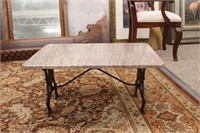 Antique Iron low Table w/ chocolate marble