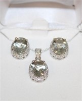 Oval 4.8 ctw Green Amethyst gemstone Earring