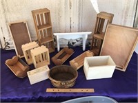 Lot of Wooden Little Crates and Decor