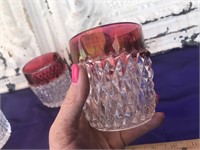 Cranberry Colored Cut Glass Glasses