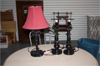 3 Table Lamps, 2 without shades
