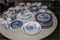 Selection of Blue Dishes including Wedgewood