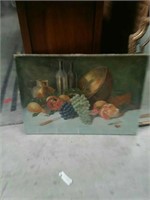 Oil painting fruit, wine
