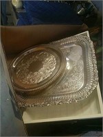 Box of silver plated trays, Etc