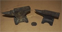 Vintage 2 Small Solid Iron Forge Anvils