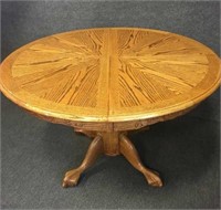 Round Carved Oak Dining Table