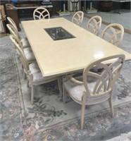 Iron Base Wood Dining Table with Chairs