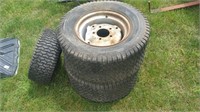 Two rear and one front lawn tractor tires
