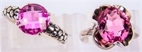 Jewelry Lot of 2 Pink Gemstone Cocktail Rings
