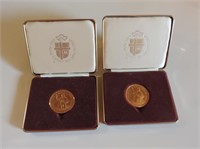 Two  -  1984 Papal Visit Gold Plated Tokens