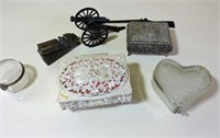 Cast Cannon, jewellery boxes etc