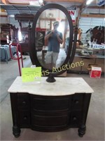 Marble top Dresser with Oval Mirror