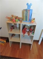 2 Shelves units & Collectible Dolls, books, etc