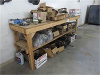 Wooden Work Bench & Contents