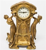 Art Nouveau New Haven Figural Mantel Clock