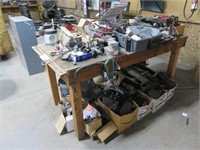 Wooden Work Bench Including Electrical Parts