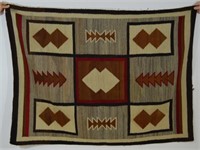 Navajo Rug with 9 Geometric Shapes