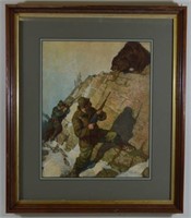 N.C. Wyeth Bear Hunting Lithograph