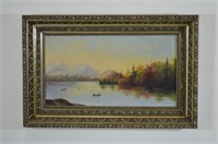 Adirondack Painting - Lake & Mountain Landscape