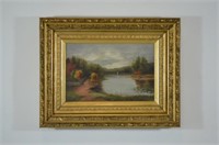 Oil on Canvas Painting - River Landscape