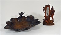 Black Forest Thermometer & Leaf Shaped Dish