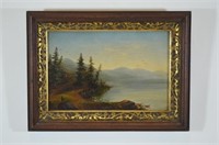 Oil on Canvas Mountain Lake Landscape