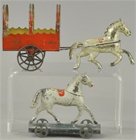 TWO AMERICAN TIN HORSE TOYS