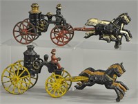 PAIR OF HORSE DRAWN FIRE PUMPERS - HUBLEY